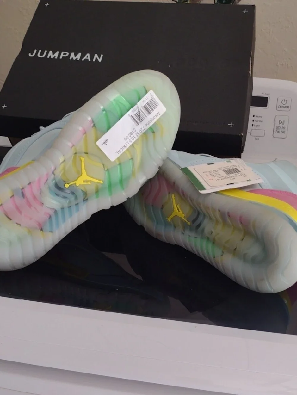 Jordan Kids Light Blue Sneakers with Yellow Accents